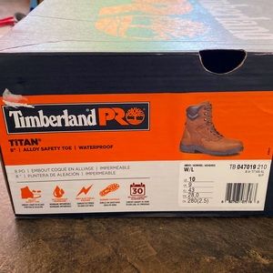 Timberland work boots, waterproof, alloy safety toe.  Never worn.